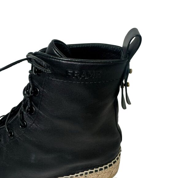 Frame Le Boston Leather High Top Espadrilles Booties Size 38.5 EU 7.5 US - Picture 4 of 16